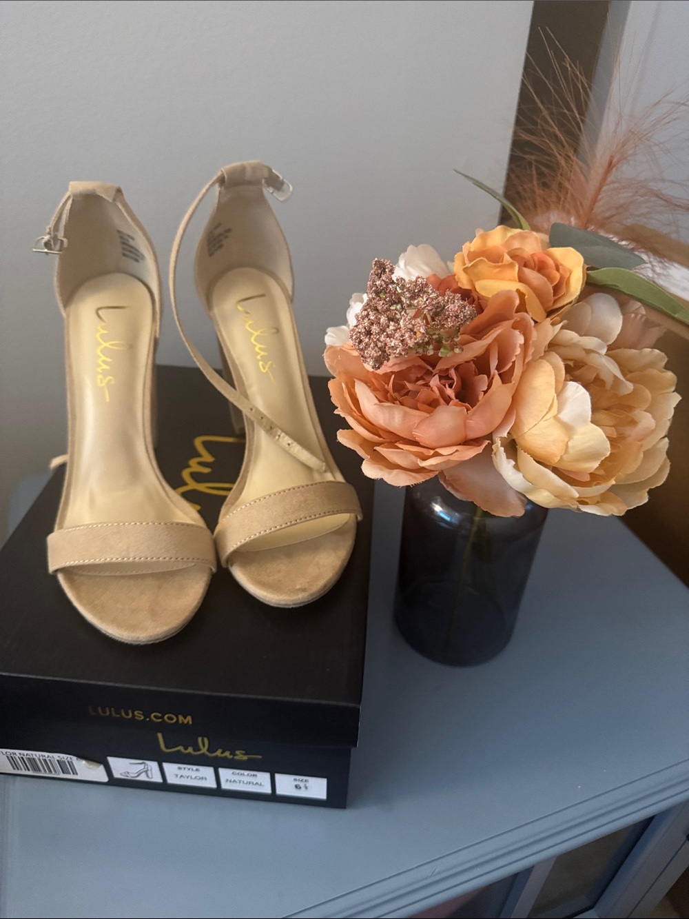 Lulu's Beige/Tan Suede Ankle-Strap Heeled Sandals